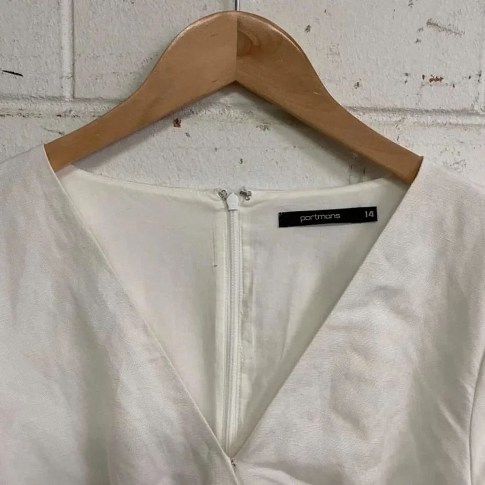 PORTMANS Linen Blair Puff Sleeve Wrap Dress - Picture 9 of 10